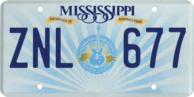MS license plate ZNL677
