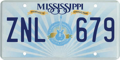 MS license plate ZNL679