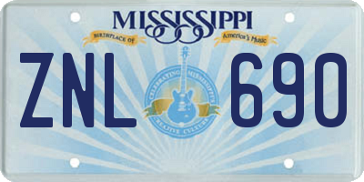 MS license plate ZNL690