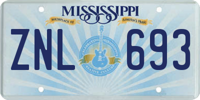 MS license plate ZNL693