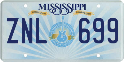 MS license plate ZNL699