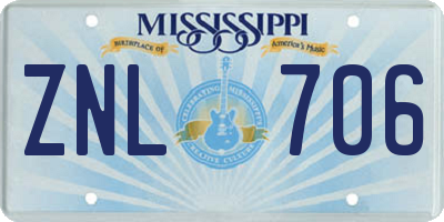 MS license plate ZNL706
