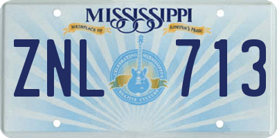 MS license plate ZNL713