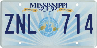 MS license plate ZNL714