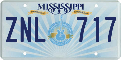 MS license plate ZNL717