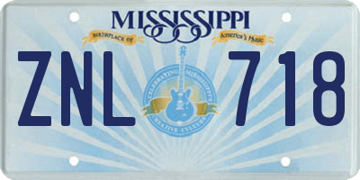 MS license plate ZNL718