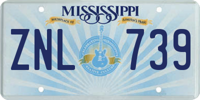 MS license plate ZNL739
