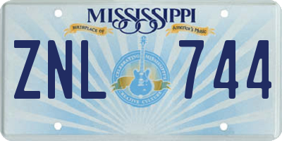 MS license plate ZNL744