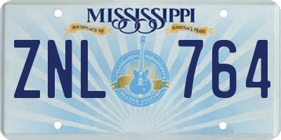 MS license plate ZNL764