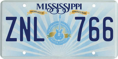 MS license plate ZNL766