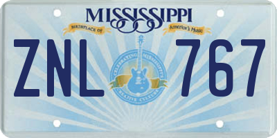 MS license plate ZNL767