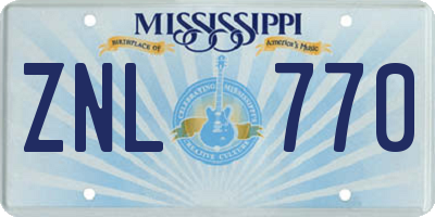 MS license plate ZNL770