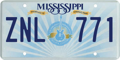 MS license plate ZNL771