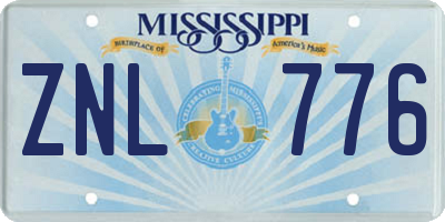 MS license plate ZNL776