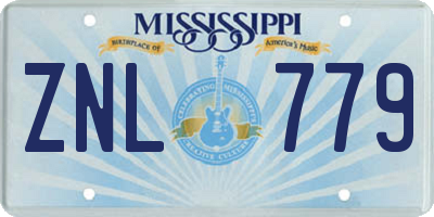 MS license plate ZNL779