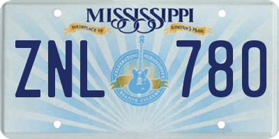 MS license plate ZNL780