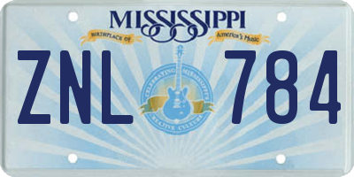MS license plate ZNL784