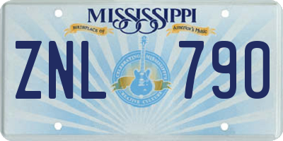 MS license plate ZNL790