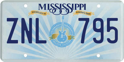 MS license plate ZNL795