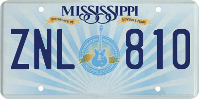 MS license plate ZNL810