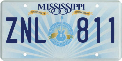 MS license plate ZNL811
