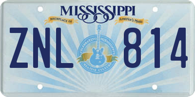 MS license plate ZNL814