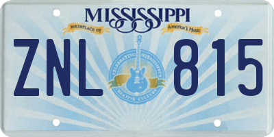 MS license plate ZNL815