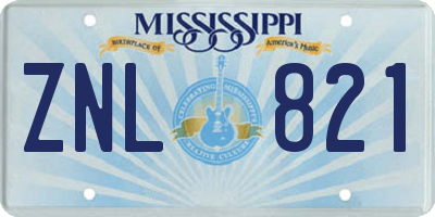 MS license plate ZNL821