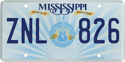 MS license plate ZNL826