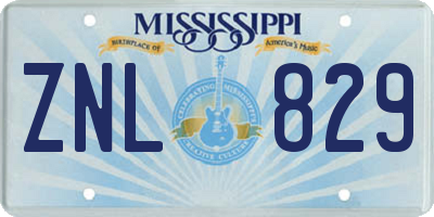 MS license plate ZNL829