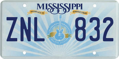 MS license plate ZNL832