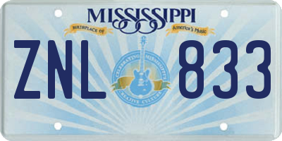MS license plate ZNL833