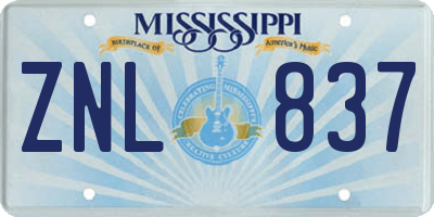 MS license plate ZNL837