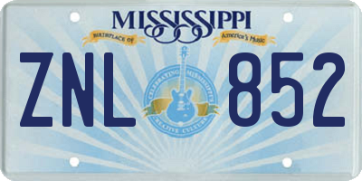 MS license plate ZNL852
