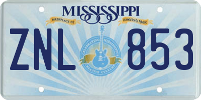 MS license plate ZNL853