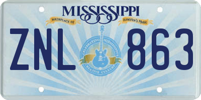 MS license plate ZNL863