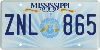 MS license plate ZNL865