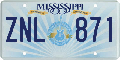 MS license plate ZNL871