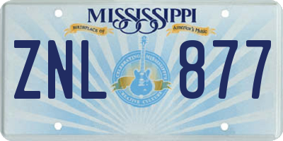 MS license plate ZNL877