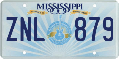 MS license plate ZNL879