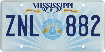MS license plate ZNL882
