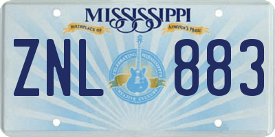 MS license plate ZNL883