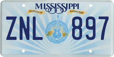 MS license plate ZNL897