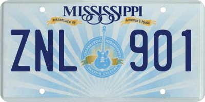 MS license plate ZNL901