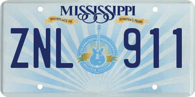 MS license plate ZNL911