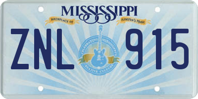 MS license plate ZNL915