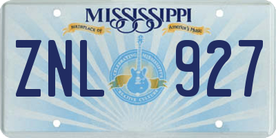 MS license plate ZNL927