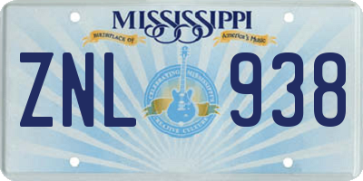 MS license plate ZNL938