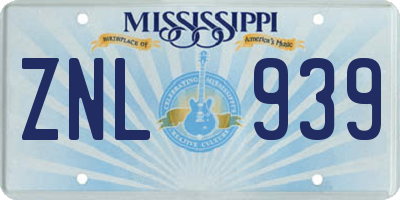 MS license plate ZNL939