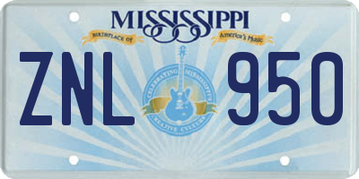 MS license plate ZNL950